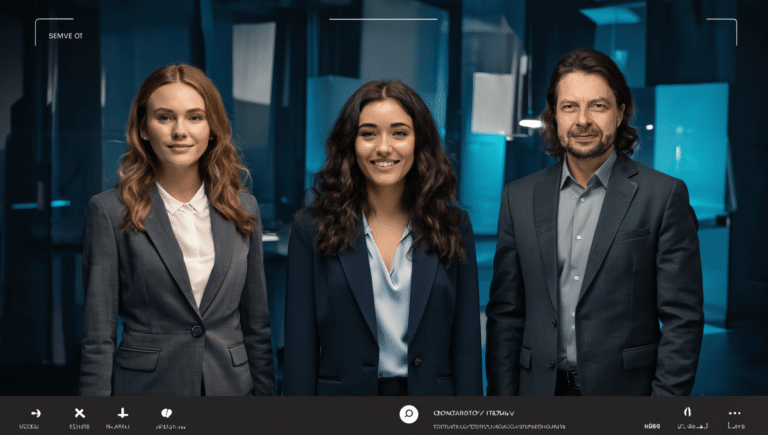 Team von plangenial.de – drei Personen im Business-Outfit symbolisieren Beratung, Coaching und Datenschutz.