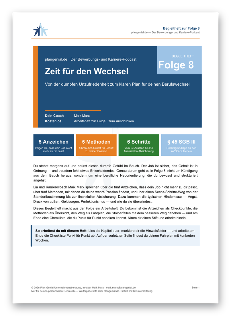 Titelseite des Begleithefts zur Folge 8: Zeit für den Wechsel