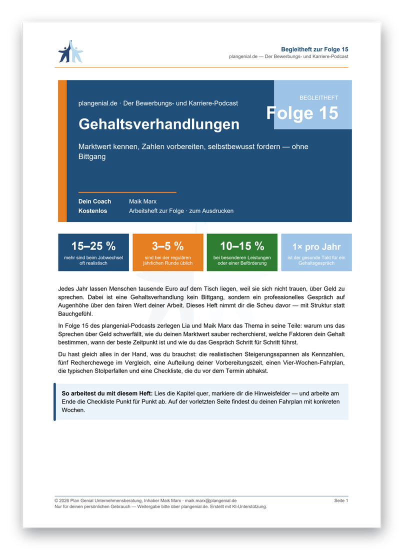 Titelseite des Begleithefts zur Folge 15: Gehaltsverhandlungen
